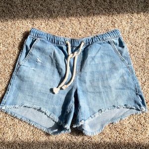 Aerie denim shorts with rope like drawstrings